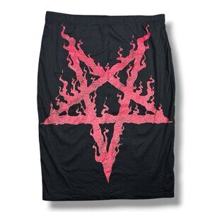 Killstar Pentagram Black Pencil Skirt XXL Goth Red Anarchy Blood Pact Stretch